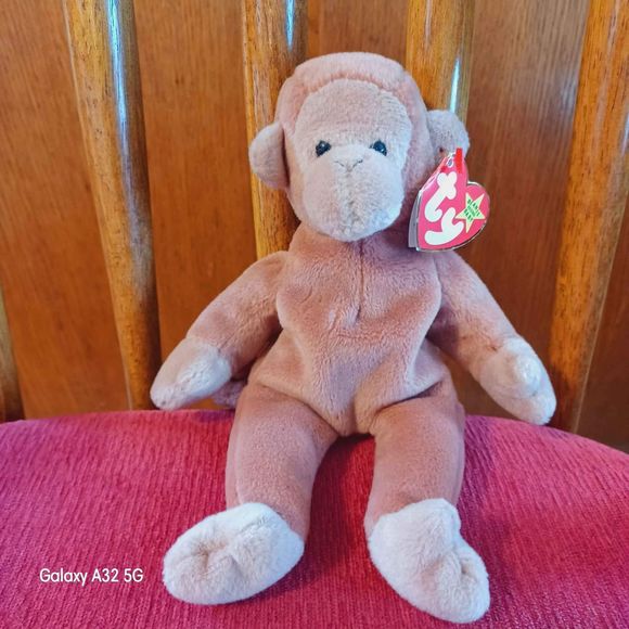 TY Beanie Baby Bongo the brown monkey 4th gen hang tag and third gen. tush tag - Picture 3 of 8
